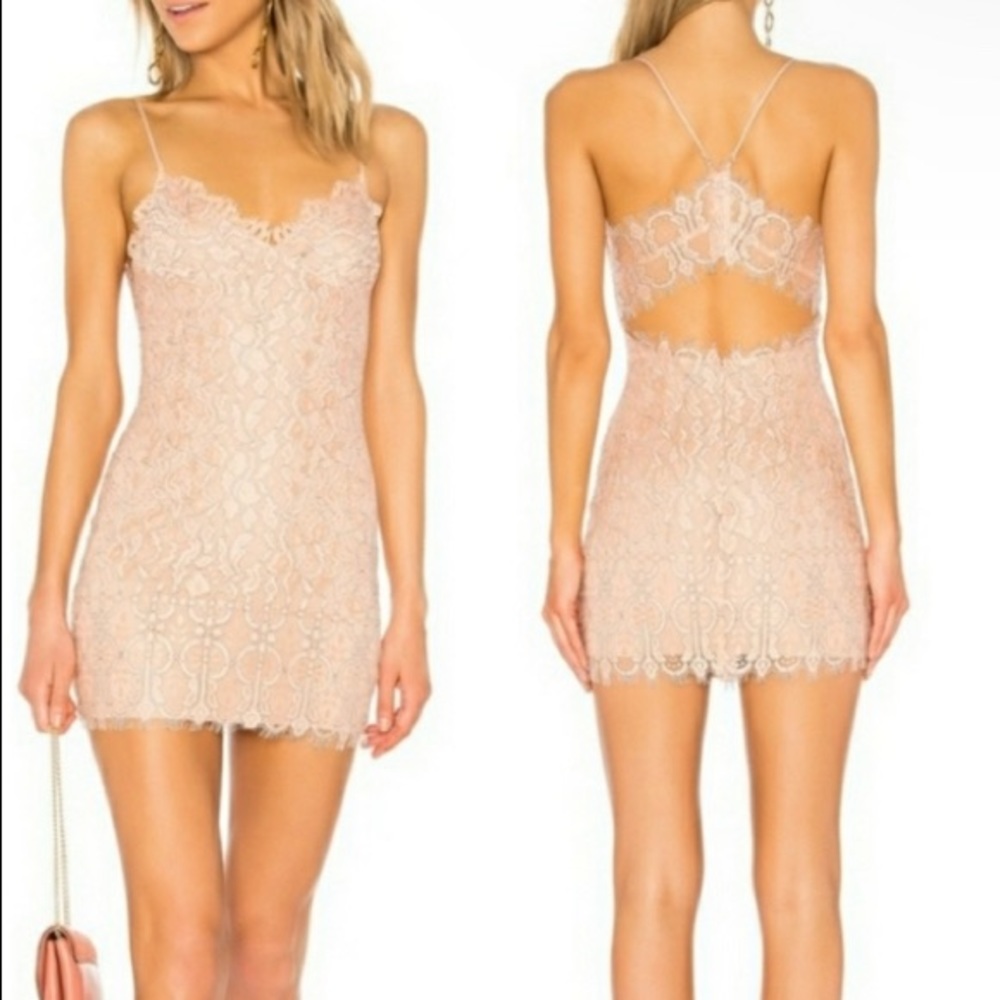 Revolve NBD pink lace dress